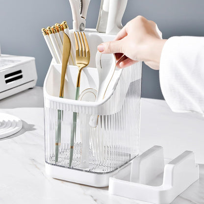 Kitchen Knife Holder,Universal Multifunctional Kitchen Storage Rack,Modern Fashionable Knife Utensil Organizer for Kitchen Countertop Cutting Board Pot Cover Chopsticks Fork(white)