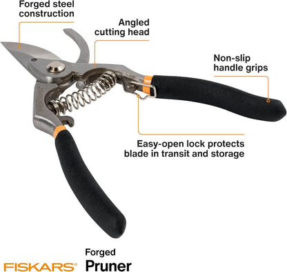 Fiskars 2-Piece Pruning & Veggie Shears Set, Explore Collection Garden Tool Kit, Bypass Pruner for Light Trimming, Vegetable Shears with Serrated Stainless Steel Blades for Harvesting Flowers & Herbs