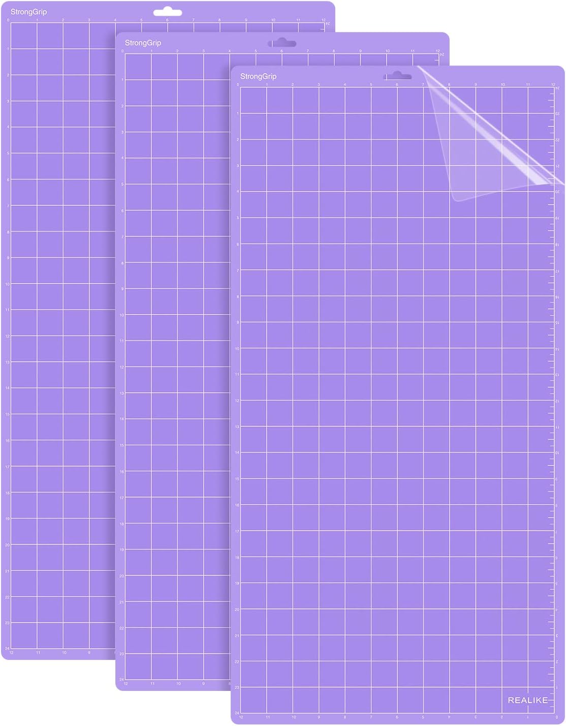 REALIKE 12x12 Lightgrip Cutting Mat Compatible with Cricut Maker 3/Maker 4/Maker/Explore 3/4/Air 2/Air/One(3 Mats), Gridded Adhesive Non-Slip Cut Mat for Crafts, Quilting, Sewing and All Arts