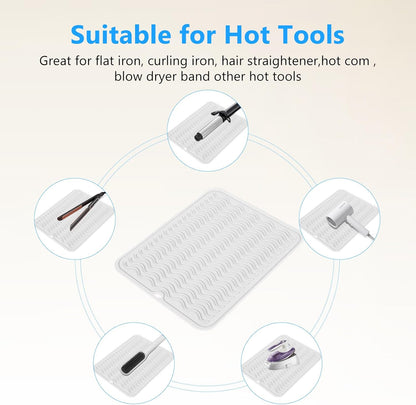 Heat Resistant Mat Oversize Curling Iron Mat Silicone Hot Hair Tools Mat for Hair Straightener,Flat Irons,Hair Styling Tools Countertop protection Portable Travel Mat 14.2" x 11"