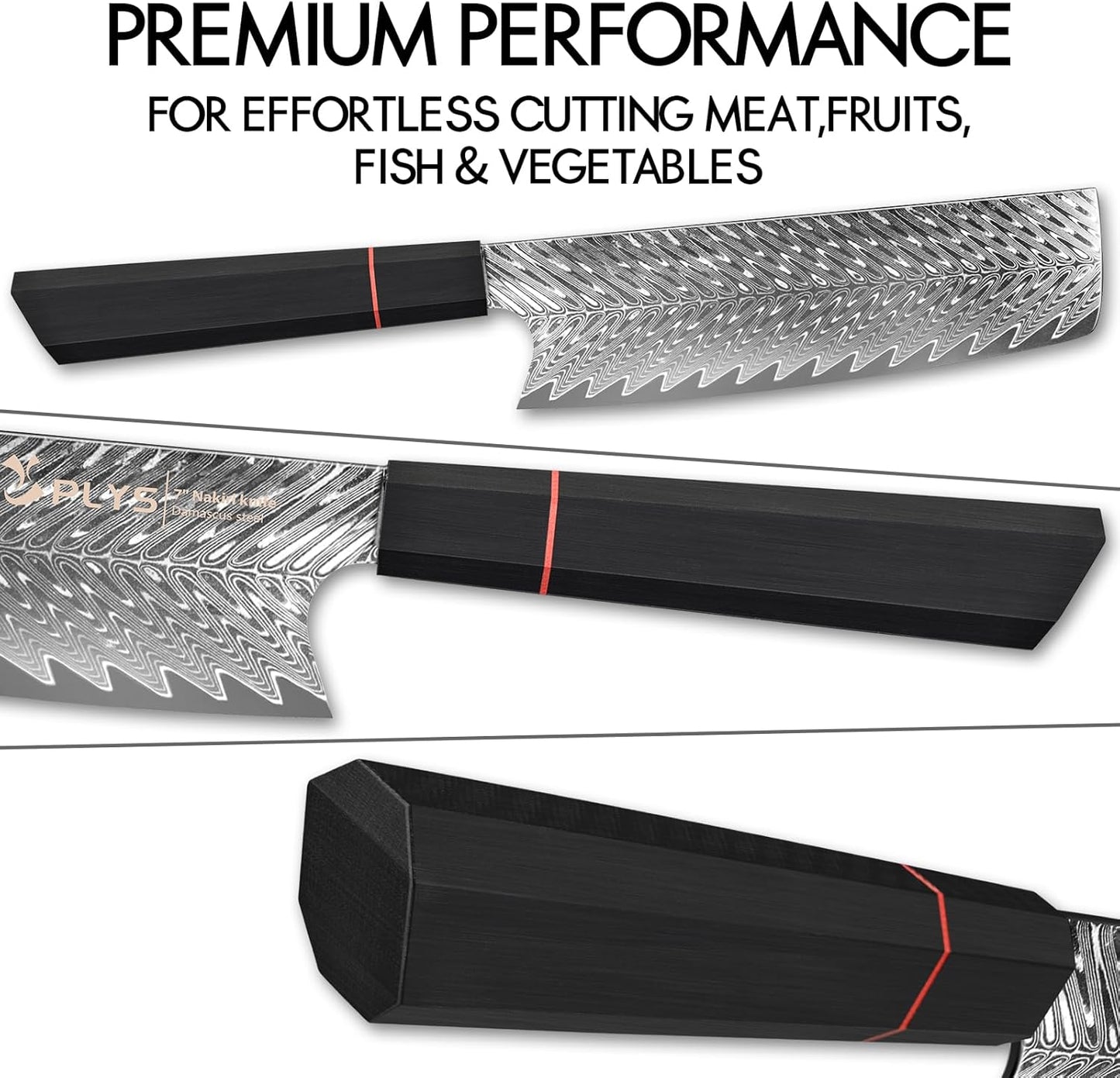 Nakiri Knife Japanese Damascus Cleaver: 6.6 Inch Chef Knife Professional Kitchen Knife Razor Sharp Meat Cleaver with G10 Ergonomic Handle