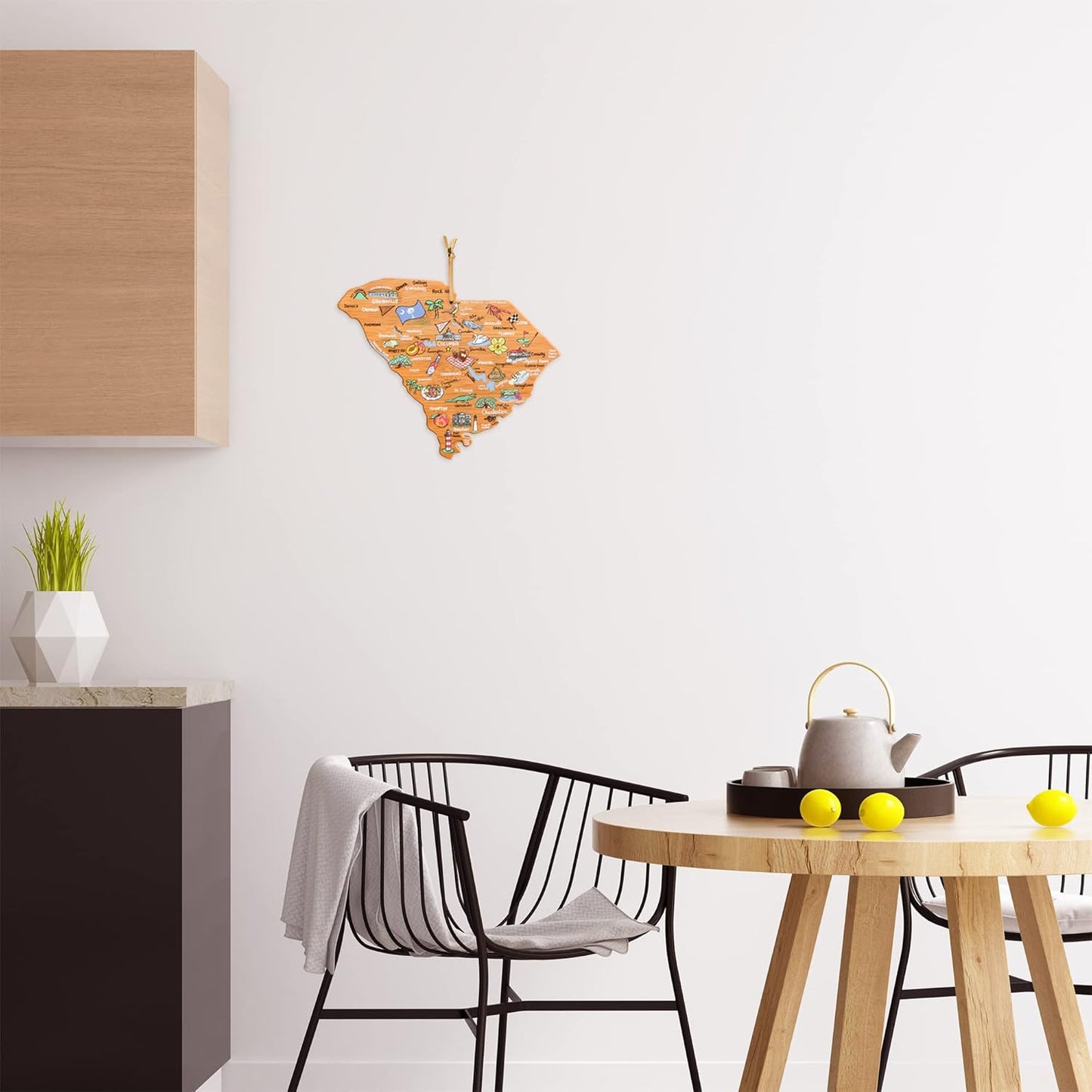 Totally Bamboo Tennessee State Shaped Cutting Board and Charcuterie Serving Platter with Artwork by Fish Kiss, Includes Hang Tie for Wall Display - Colors A