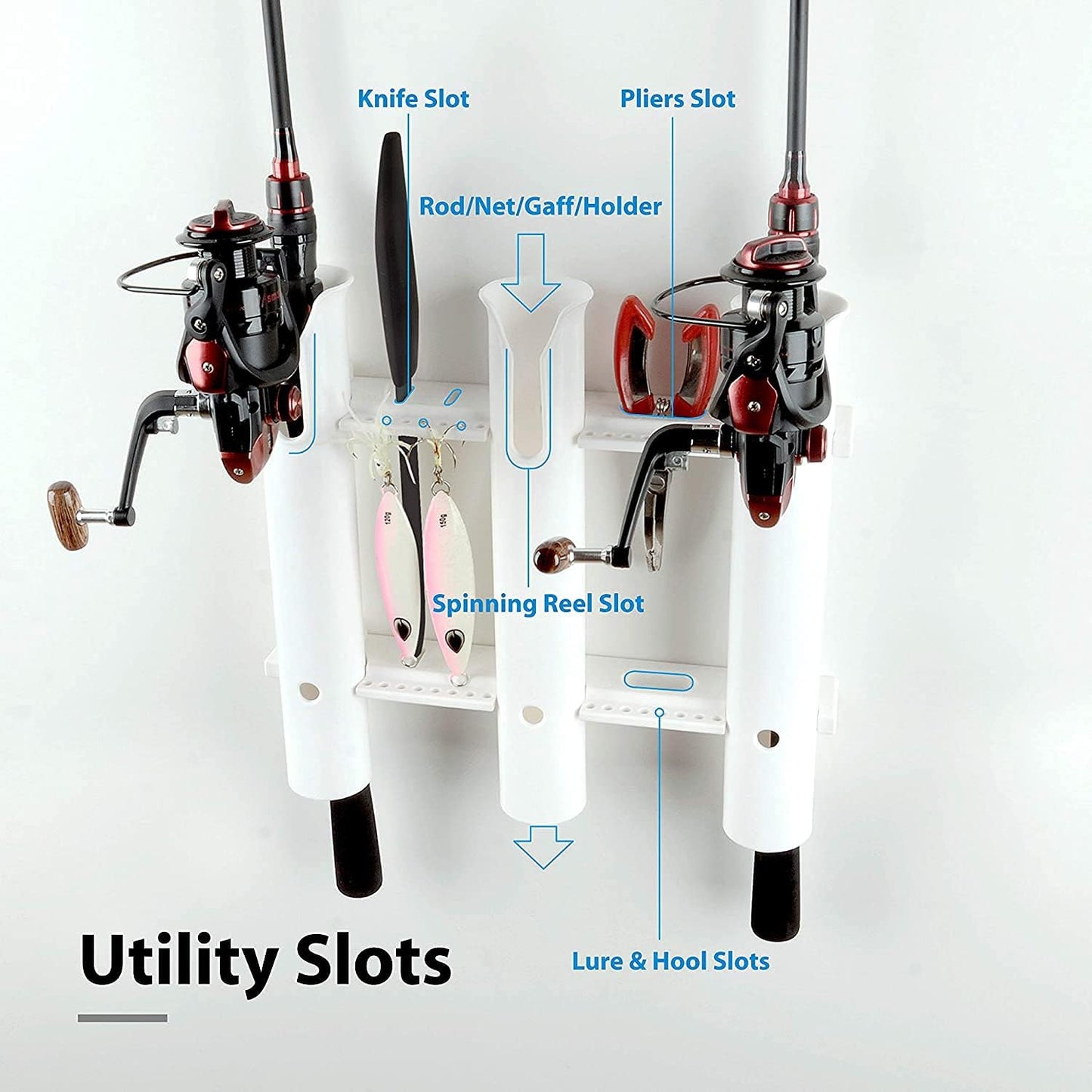 ISURE MARINE Fishing Rod Holder Bracket Wall Mounted Boat Side Mount Tool Holder Tube Links with Screws 2/3/4/6 Pole Tube (White/Black)
