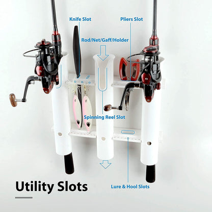 ISURE MARINE Fishing Rod Holder Bracket Wall Mounted Boat Side Mount Tool Holder Tube Links with Screws 2/3/4/6 Pole Tube (White/Black)
