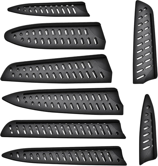 8 Pieces Universal Knife Guards Set,Plastic Kitchen Knife Sheath Blade Safety Knife Covers Blade Protector for Paring Utility Bread Nakiri Chef Knives Black