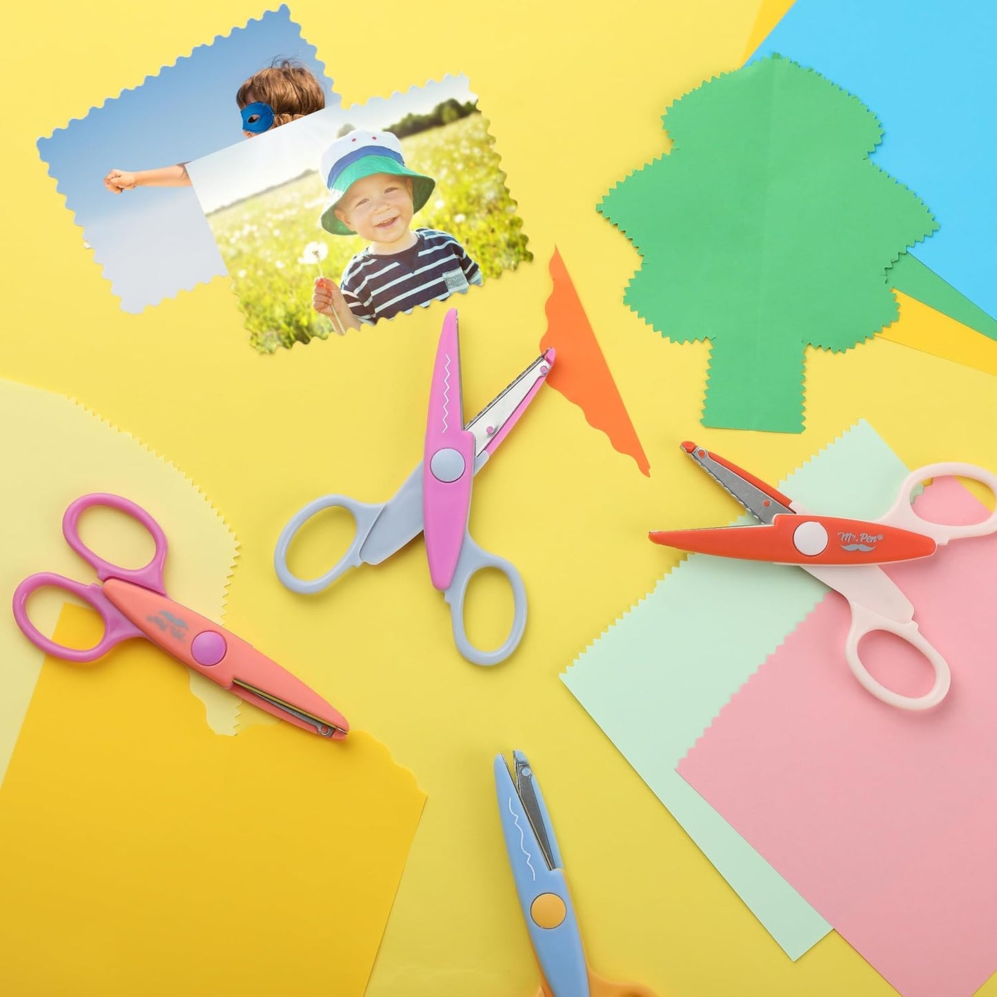 Mr. Pen- Craft Scissors Decorative Edge, 6 Pack, Bright, Zig Zag Scissors for Crafting, Scrapbooking, Fancy, Pattern, Design