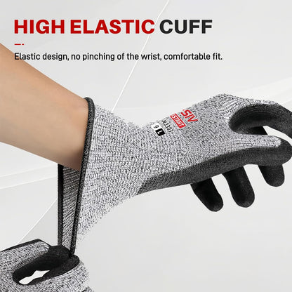 ANSI A9 Cut Resistant Gloves,Cut Resistant Work Gloves,Cut Proof Gloves Nitrile Coated For Metal Fabrication,Woodworking, Construction,Touch Screen,Large