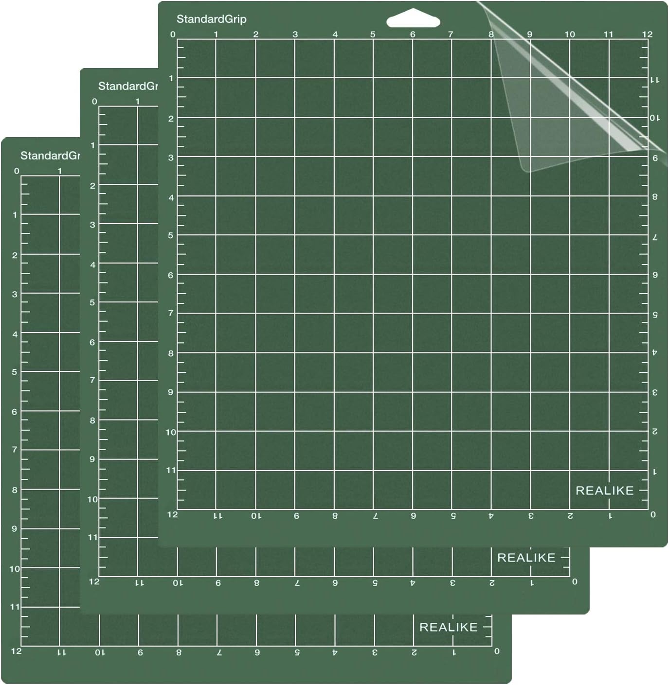 REALIKE 12x12 Lightgrip Cutting Mat Compatible with Cricut Maker 3/Maker 4/Maker/Explore 3/4/Air 2/Air/One(3 Mats), Gridded Adhesive Non-Slip Cut Mat for Crafts, Quilting, Sewing and All Arts