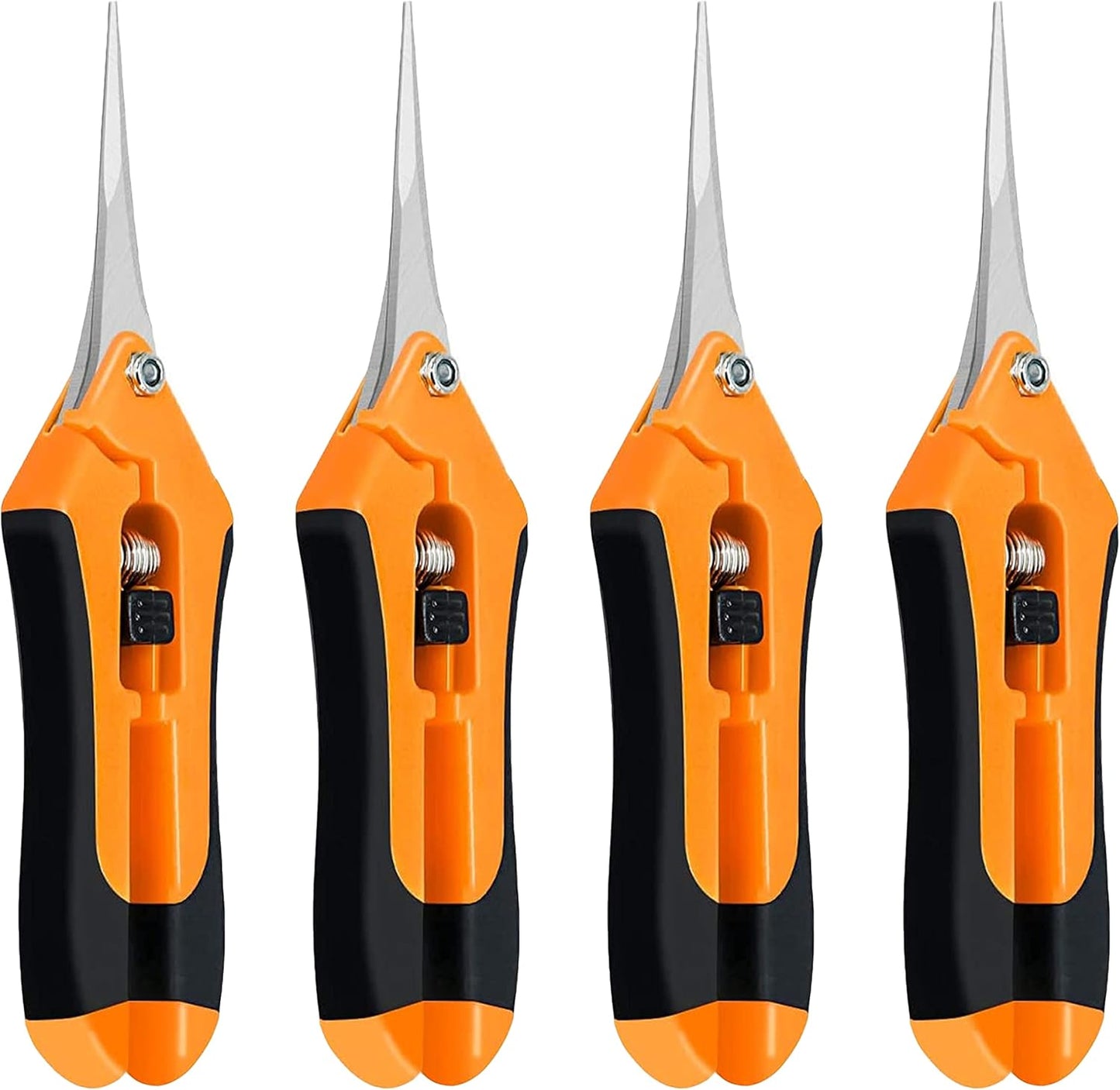 iPower 6.5 Inch Gardening Hand Pruner Pruning Shears Trimming Scissors with Straight Stainless Steel Blades for Bonsai, Herb, Bud, Hedge, 4-Pack, Yellow