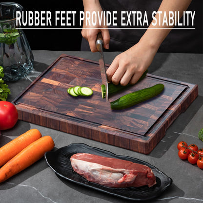 COCOBOSS Large Black Walnut Cutting Board Premium Walnut Chopping Board for Kitchen with Juice Slot, Non-Slip Feet, (Large - 16.5x11.8x1 inches)