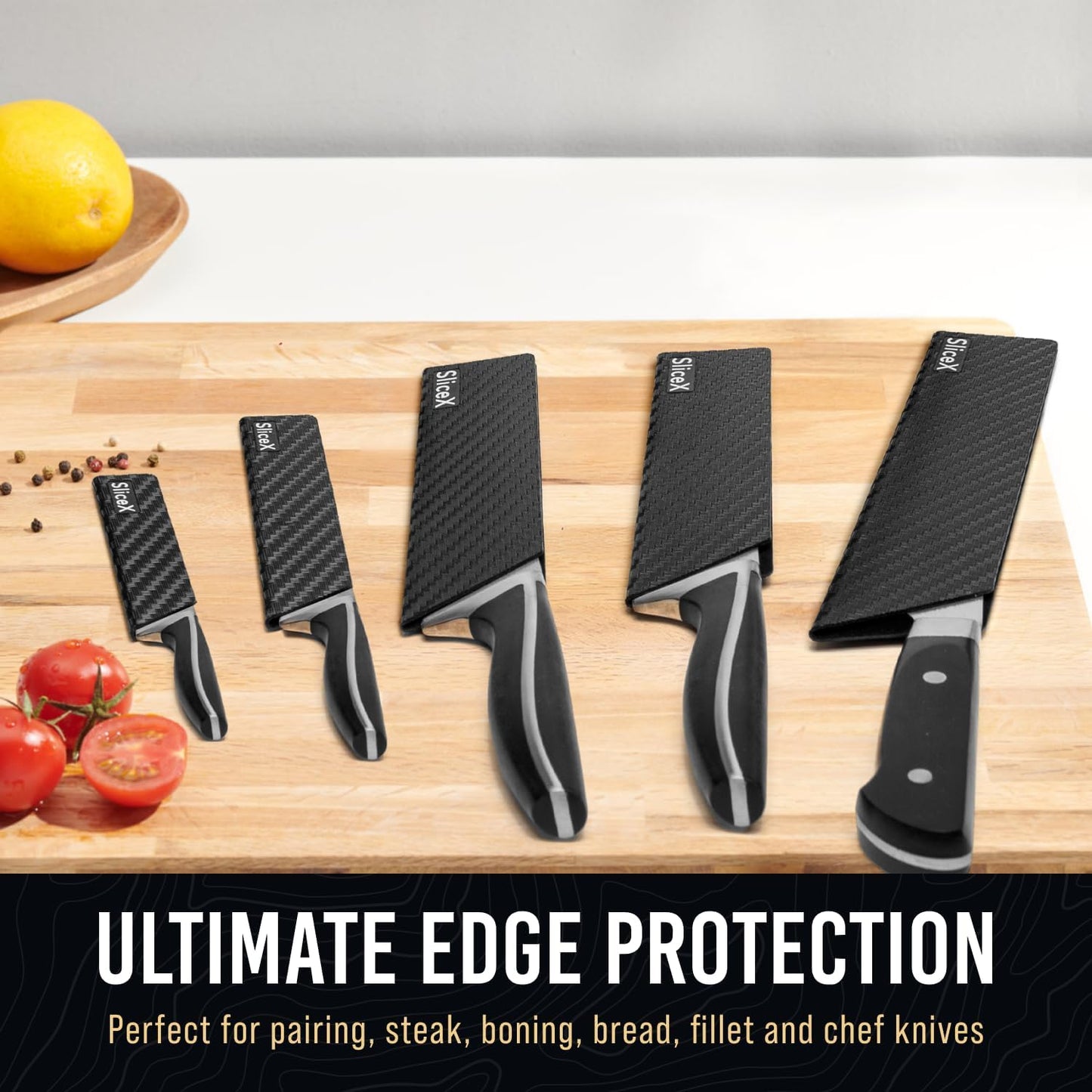 Knife Sheaths for Kitchen Knives 8"-12" Universal Knife Edge Guards Set | Cover with Extra Strength | BPA-Free Guards | Non-toxic and Food Safe (2 Pcs)