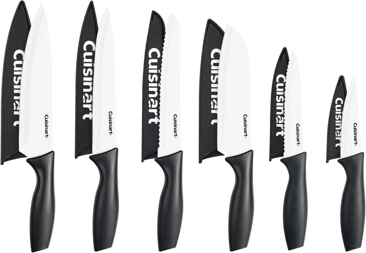 Cuisinart C55-12PCKSAM 12-Piece Ceramic Coated Stainless Steel Knives, Comes with 6-Blades and 6-Blade Guards, Color Coded to Reduce Risk of Cross Contamination, Jewel