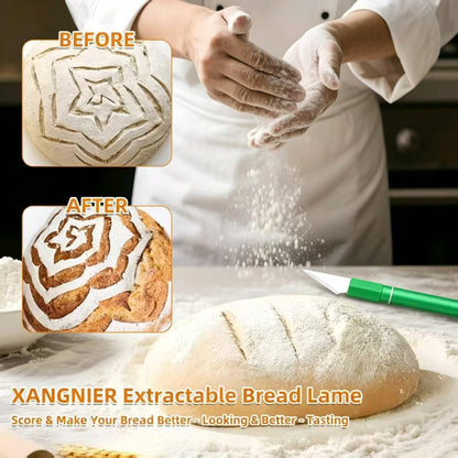 Upgraded Bread Lame with 10 Blades - Professional sourdough Scoring Tool for bread scoring tool, Safety Cover & Ergonomic Handle - Premium Bread Scoring Knife for Artisan Bread Making