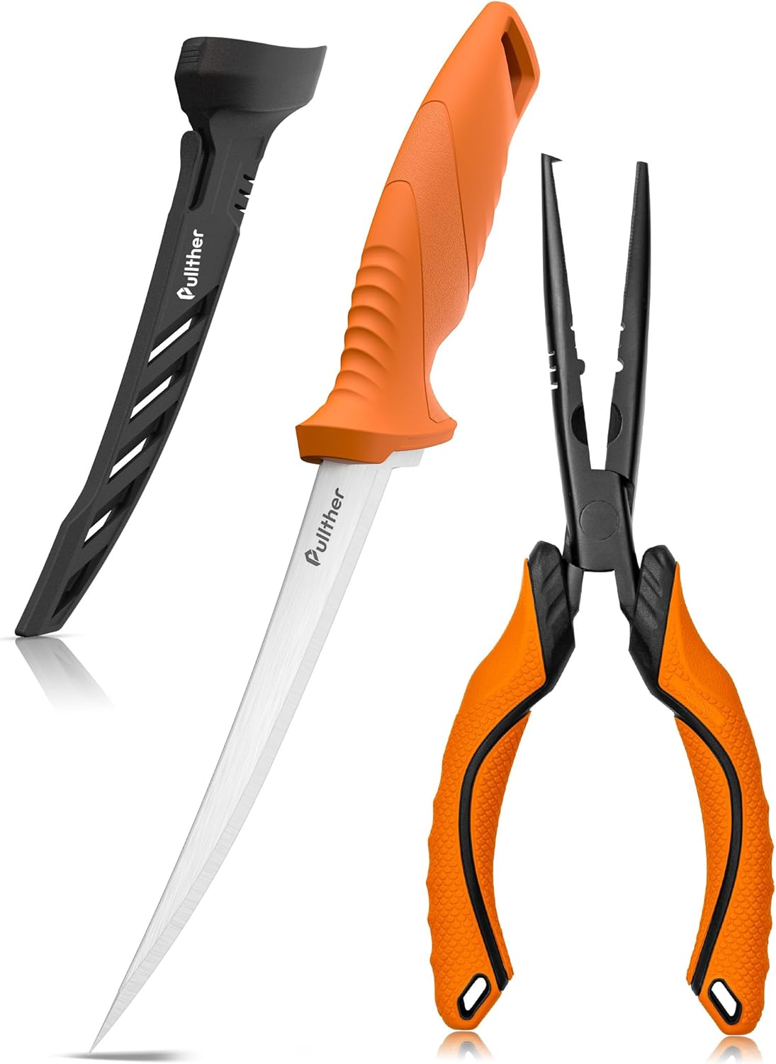2PC Fishing Tool Kit - 7" Fillet Knife,Fishing Pliers,Multitool Hook Remover Fishing Pliers,Fishing Gear for Saltwater
