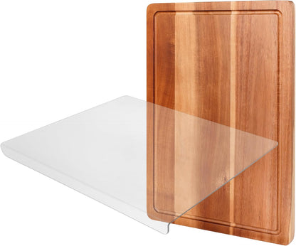 Checkered Cutting Board for Kitchen - Solid Wood End Grain Checkerboard Chopping Board with Handle & Juice Groove, Double Sided for Cooking, Serving and Decor, Rectangular 16" x 12" x 1"