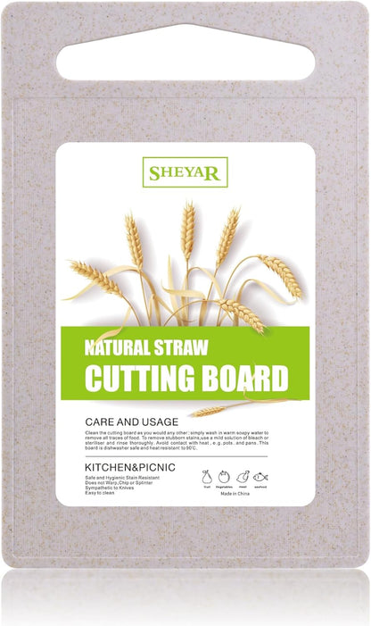 Cutting Board for Kitchen, Wheat Straw Fiber Cutting Board, Dish Washer Safe, w/Juice Grooves for Meat, Veggies, Easy Grip Handle, Non-slip Surface Eco-friendly Serveware Accessories （10‘x6.3’）