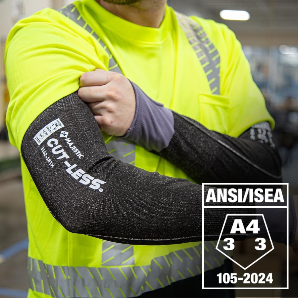 Majestic Glove Cut-Less Korplex Cut Resistant Sleeves w/Thumb Hole, Provide Arm and Wrist Protection