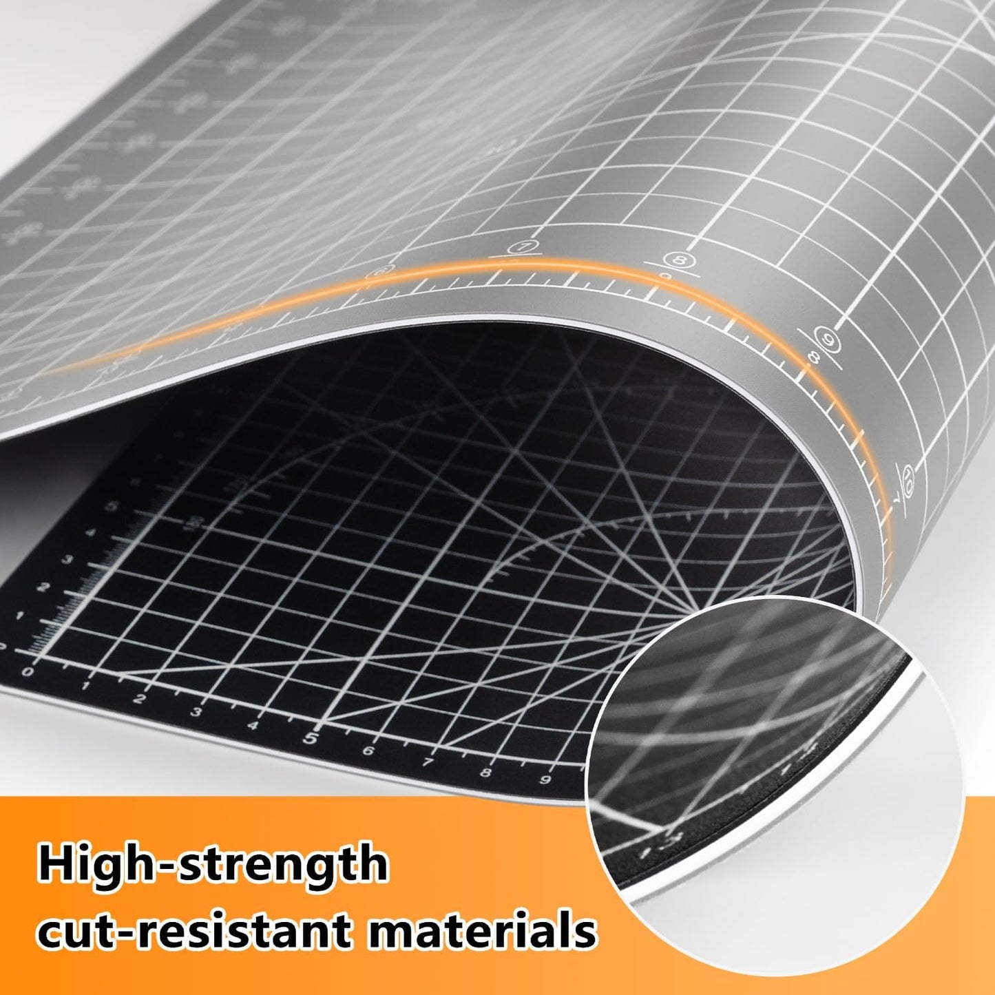 Ecraft Self Healing Cutting Mat 18x12 Inch A3, 5-Ply Double Sided Rotary Cutting Board with Grid, Grey/Black for Sewing, Quilting, Fabric & Craft Projects