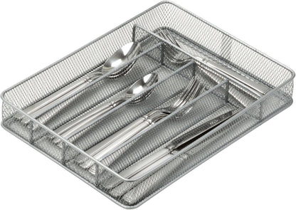 Honey-Can-Do KCH-02163 Steel Mesh 7-Compartment Expandable Utility Drawer Organizer, Silver