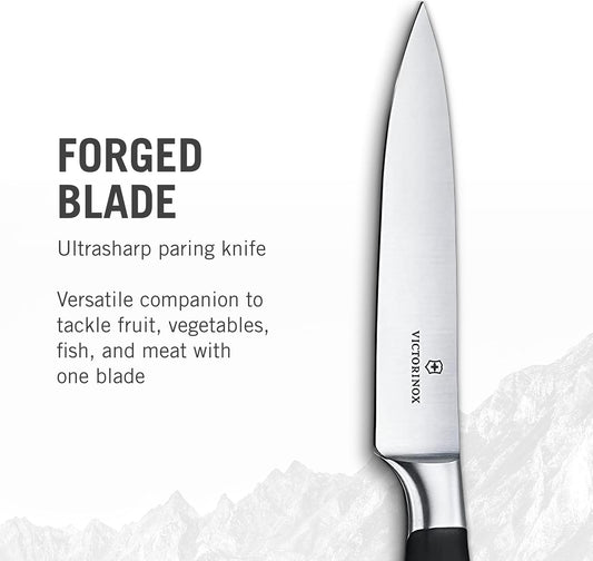 Victorinox Grand Maitre Chef's Knife - Kitchen Knife for Cutting Meat, Vegetables & Fruit - Modern Slicing Knife for Cooking - Black Handle, 6"