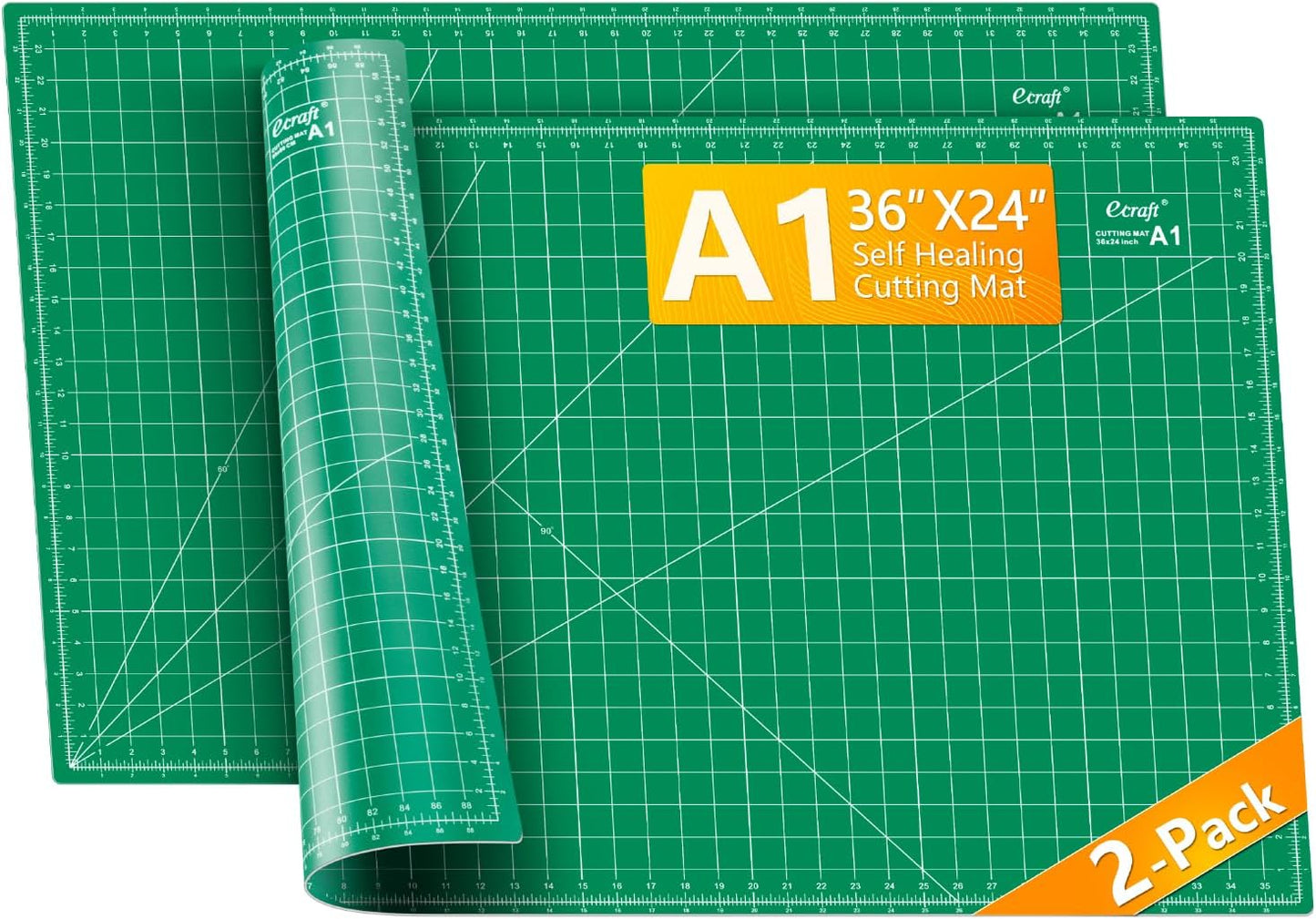Ecraft Self Healing Cutting Mat 18x12 Inch A3, 5-Ply Double Sided Rotary Cutting Board with Grid, Grey/Black for Sewing, Quilting, Fabric & Craft Projects