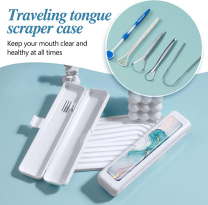 Toothbrush Travel Case - Colorful Pattern, Holder and Covers for Toothbrushes, Includes Tongue Scraper Case