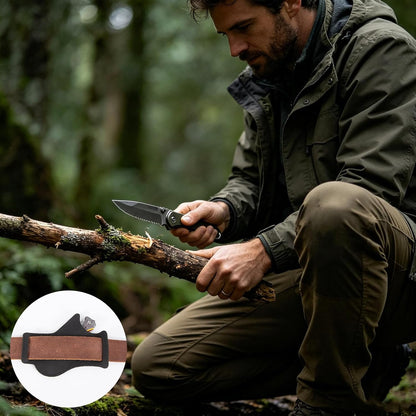 Knife Sheath,Belt Buckle Knife Sheath,Leather Knife Sheaths for Belt,Pocket Knife Folding EDC Belt Knife Holster,Open Top Knife Belt Leather Sheath for 5 inch Folding Knife.Gift for Men.