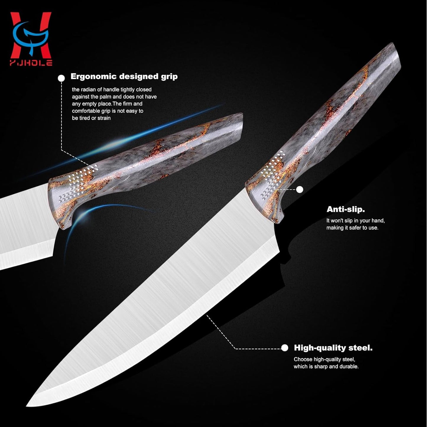 Professional 6-Piece Kitchen Knife Set with Acrylic Block - Knives Set for Kitchen, Universal Knife Block, Utility Knife Block Set, New Home Essentials, Apartment Essentials, Dishwasher Safe