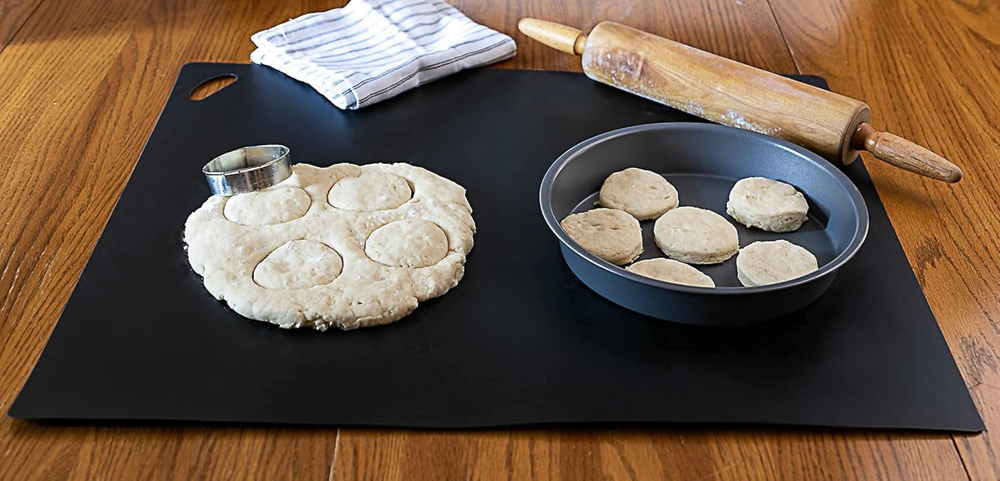 Please review description before purchase. Set of 2 Cutting board mat (Black-White, X-Large 22.5w"x20"hx.040"thick)