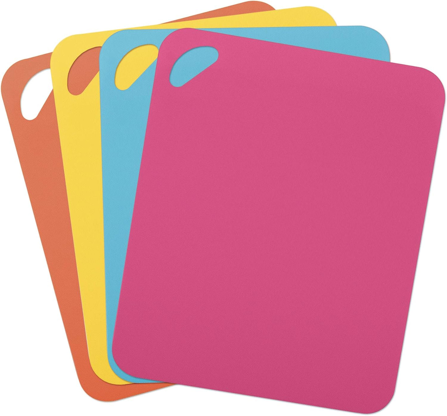 Dexas Heavy Duty Cutting Board Grippmat, Flexible Cutting Boards for Kitchen, Set of 4, Non Slip Plastic Board Cutting Mat Small Size 5.5 x 8, Blue, Green, Yellow, Red Set, Kitchen Gadgets