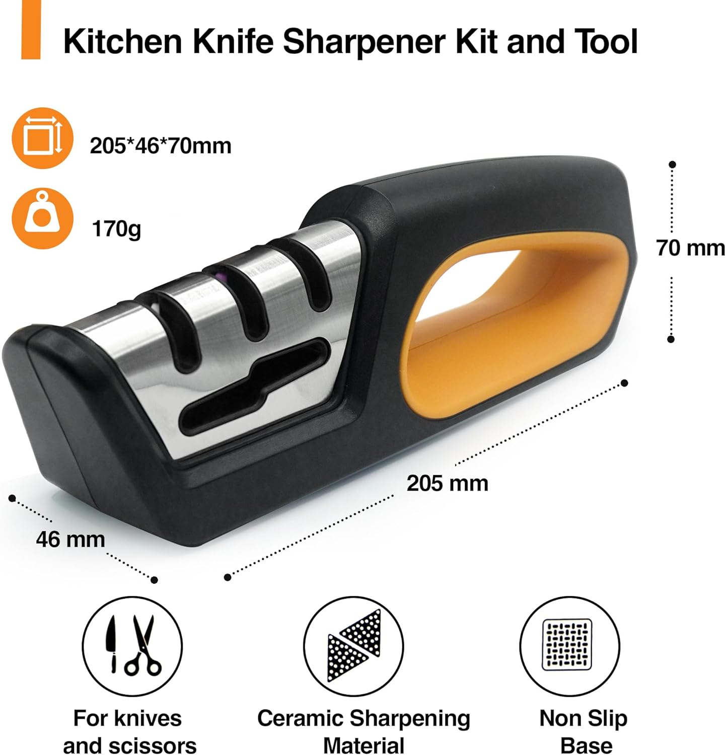 RESPECTED BRO 4-in-1 Knife and Scissors Sharpener, Premium Kitchen Knife Sharpener Tool, Help Prepare Restore & Polish Blades, Comfort & Ergonomic Handles For Easy-To-Use