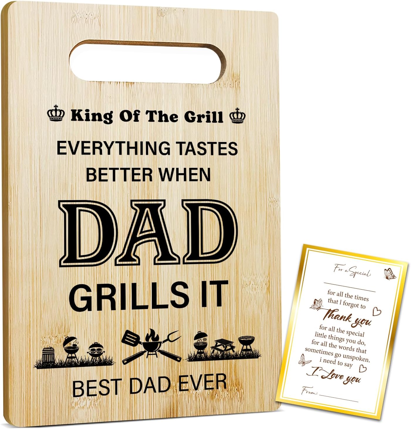 Best Dad Ever Bamboo Cutting Board, Grilling Gift For Men, Funny Charcuterie Boards for Home Kitchen Decor, Father's Day Birthday Gifts for Dad from Daughter Son -047