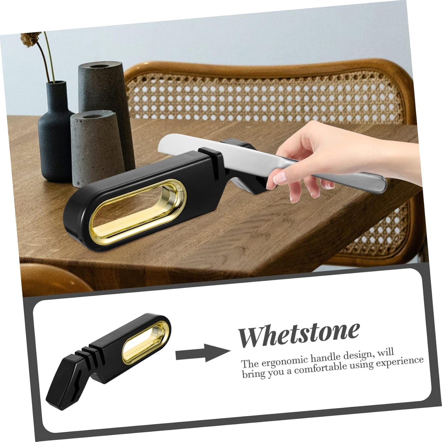 Unomor Ergonomic Handle Quick Pull Through Knife Sharpener Four Stage Kitchen Scissors Quick Sharpener