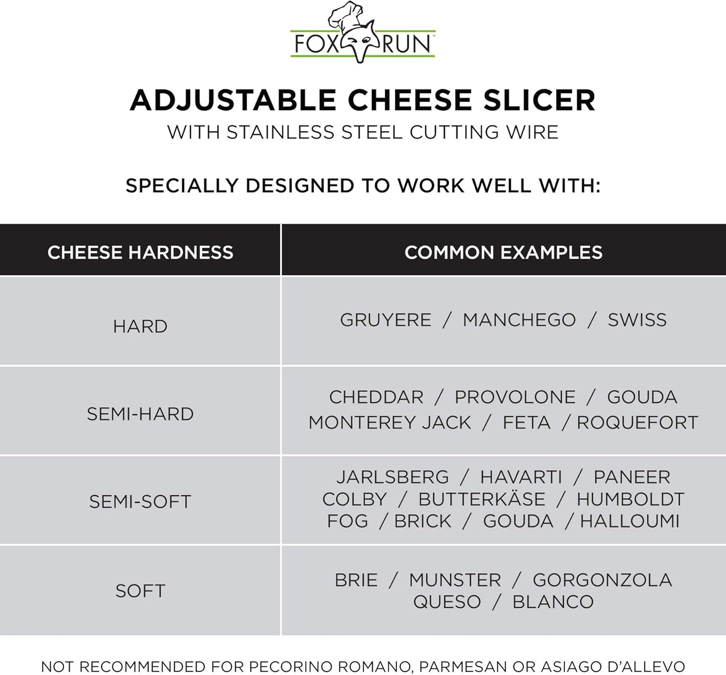 Fox Run Cheese Slicer Stainless Steel, Dual-Sided Thick and Thin Cheese Slicer