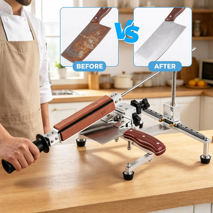Fixed Angle Knife Sharpening System Professional Knife Sharpener with 4 Whetstones 360° Flipping Design Precision Adjustment Guided Knife Sharpener with 3 Clamps for All Types of Knives and Tools