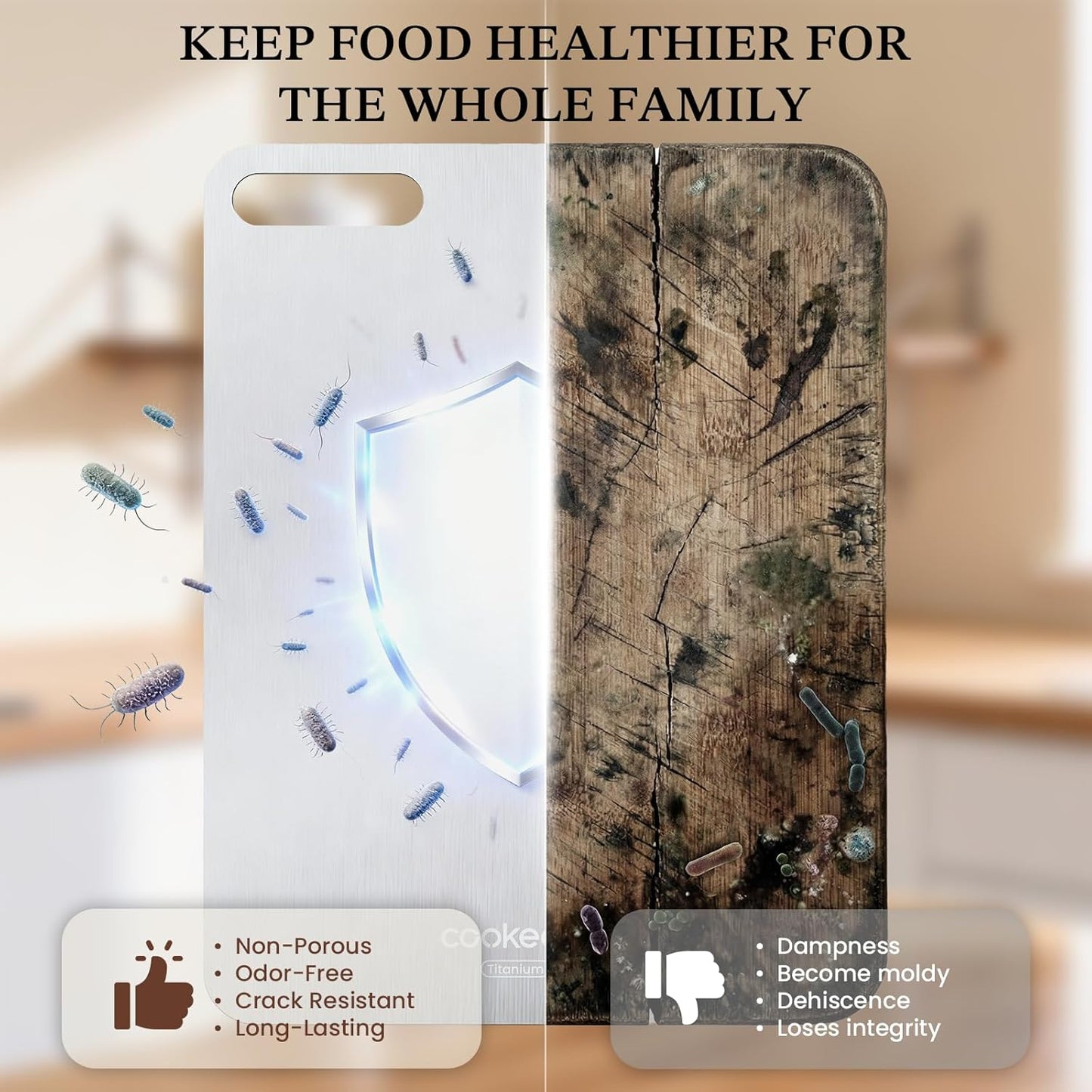 Titanium Cutting Board for Kitchen, 11.5"L x 8"W Small Metal Non Toxic Cutting Boards Dishwasher Safe, Chopping Board for Meat, Fruit, Vegetables, Outdoor, Camping (No Mat)