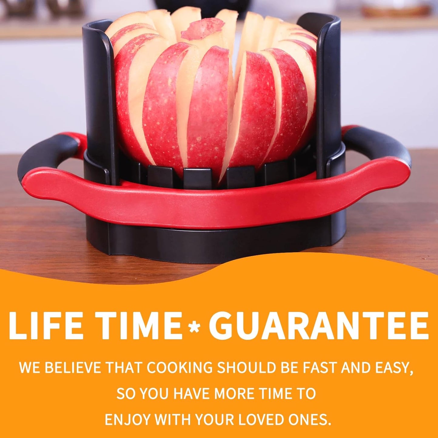 Newness 5.12 Inch Large Apple Slicer, Cut 8 Slices All the Way Through, HEAVY - DUTY Stainless Steel Apple Corer & Slicer for Fruits & Vegetables - Dishwasher Safe