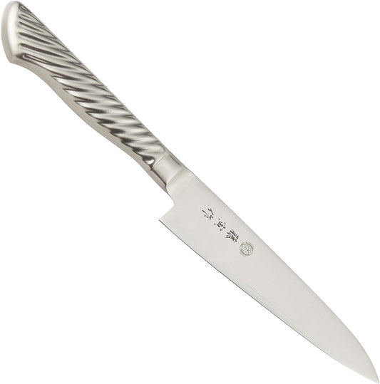 Fujitora FU-883 Petty Knife, 4.7 inches (120 mm), Made in Japan, Cobalt Alloy Steel, Double-edged, Small Utility Knife Suitable for Peeling, Decorative Cutting, Small Crafts, Tornado Pattern, Easy to