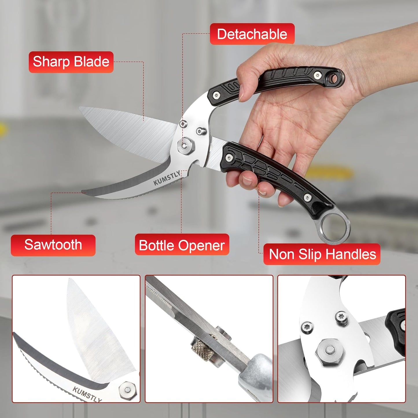 Kitchen Scissors All Purpose Kitchen Shears Heavy Duty for Cutting Chicken, Turkey, Meat, Bones, Vegetables Stainless Steel Spatchcock Shears Multipurpose Food Scissors