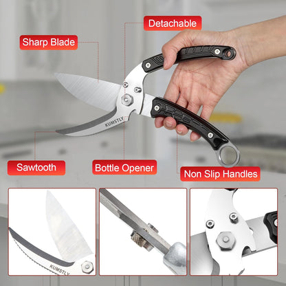 Kitchen Scissors All Purpose Kitchen Shears Heavy Duty for Cutting Chicken, Turkey, Meat, Bones, Vegetables Stainless Steel Spatchcock Shears Multipurpose Food Scissors