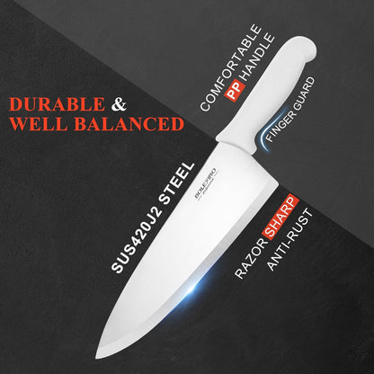 10 inch Japanese High Carbon Stainless Steel Chef Knife, Professional Sharp Wide Cook Knife with Non-slip Ergonomic Handle, for Kitchen Home Restaurant (Green)