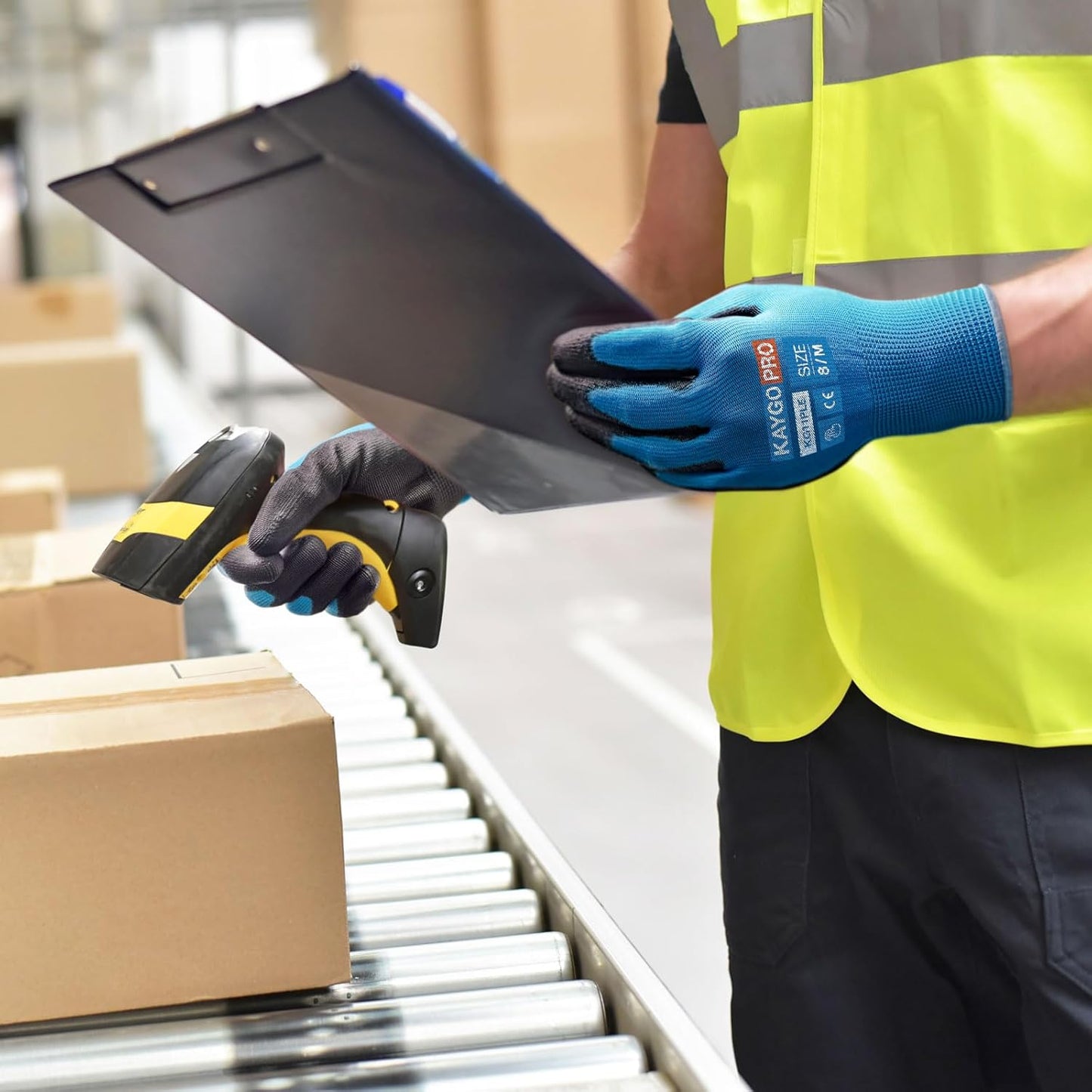 KAYGO Work Gloves for Men and Women,12 Pairs Seamless Knit PU Coated Safety Gloves, with Smooth Grip on Palm and Fingers, Ideal for Light Warehouse, Manufacturing, Gardening, KG11P (M, Black)
