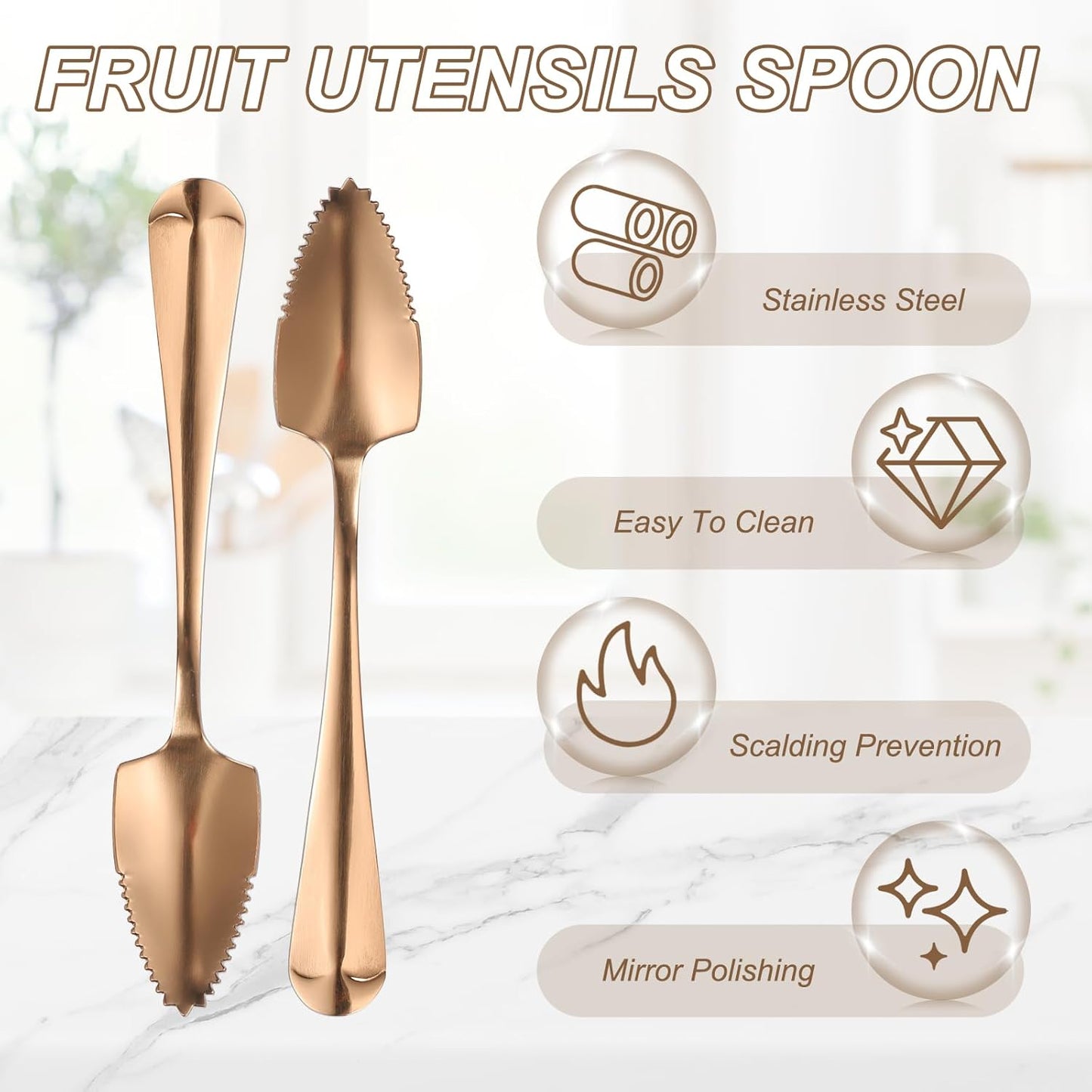 uxcell 4Pcs Grapefruit Spoons, Stainless Steel Fruit Utensils Spoon with Serrated Edge Thick Gauge Handle Grapefruit Knife Tool Mirror Finish for Citrus Melon Dessert, Purple