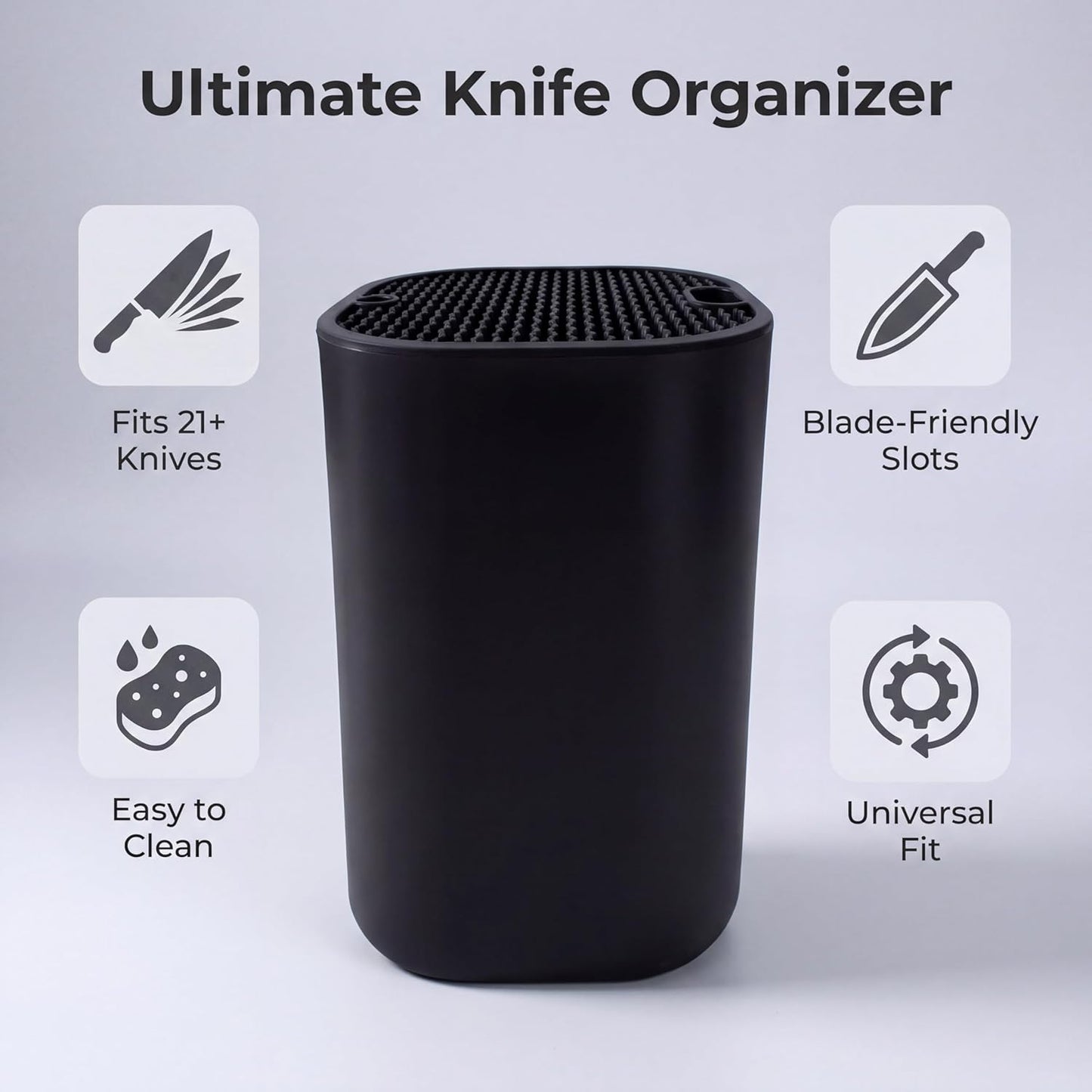 Universal Large Knife Block without Knives Kitchen Knife Holder, Countertop Knife Organizer, Space Saving Universal Storage Stand for Home Kitchen Countertop Use