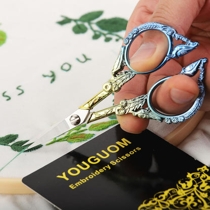 YOUGUOM Sewing Embroidery Scissors, Small Thread Scissor for Craft Artwork Needlework Yarn Knitting Detail Snips, Black Cute Bird Shears