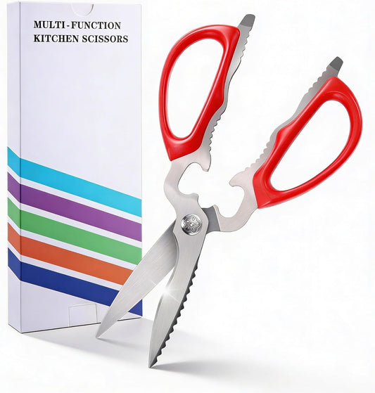 Multi-Purpose Kitchen Shears, 9" Heavy Duty Japanese 420J2 Stainless Steel, Detachable Blades for Poultry, Herbs, Fish, Nuts, Jar & Bottle Opening, Dishwasher Safe, Soft Ergonomic Handle