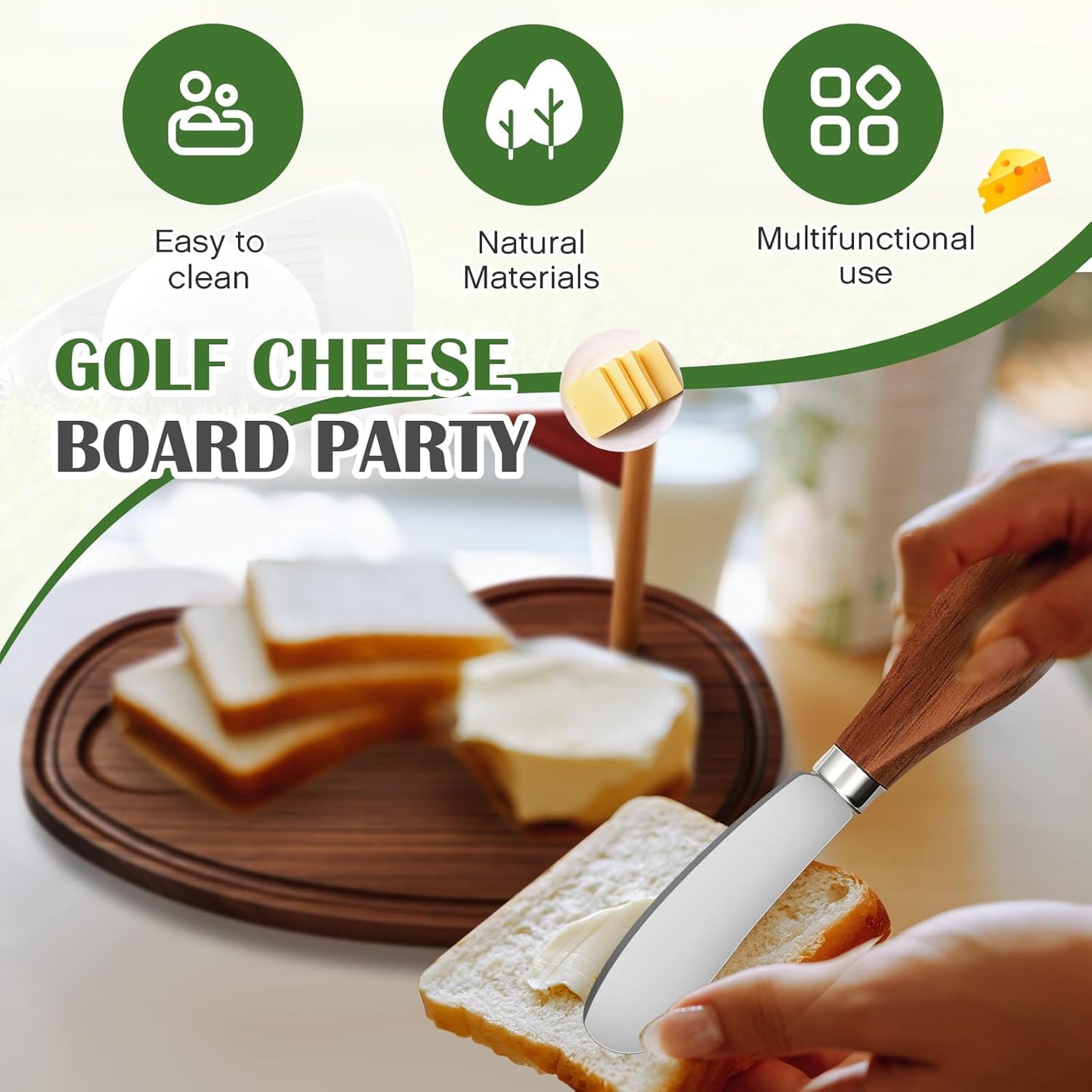 Ziliny Golf Cheese Board Gift Set Party Favor Prizes Charcuterie Wood Board with Knives and Box Father Day Gift for Dad Grandpa Party Tournament Game(Carbonized Bamboo Wood, Golf)