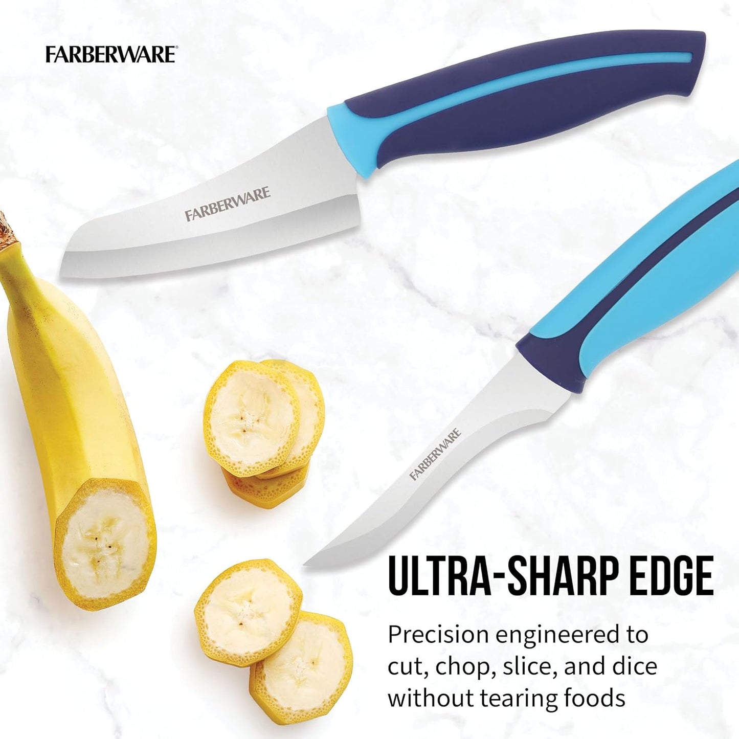Farberware Precise Slice Utility Knife Set, 3 Piece, Multicolor