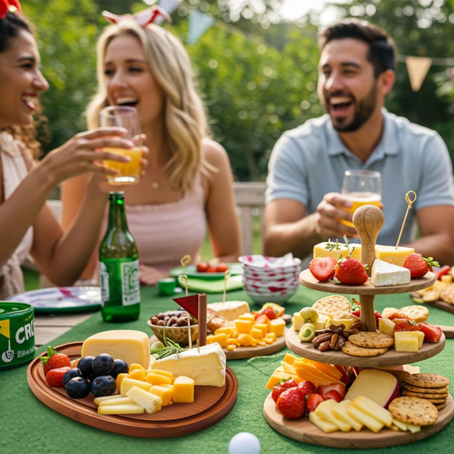 Ziliny Golf Cheese Board Gift Set Party Favor Prizes Charcuterie Wood Board with Knives and Box Father Day Gift for Dad Grandpa Party Tournament Game(Carbonized Bamboo Wood, Golf)