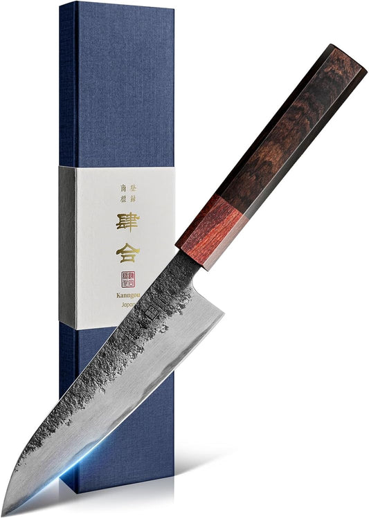 WA Series Japanese Chef Knife 210MM Black Forged Japanese Kitchen Knives with Eboy Handle,Gift with Premium Box for Husband Dad (8.27 Inch Kiritsuke Knife)